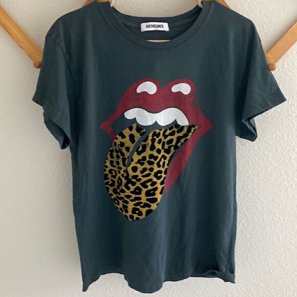 Daydreamer Rolling Stones Leopard Tongue Tour Washed Black Graphic Tee Medium - Picture 2 of 6